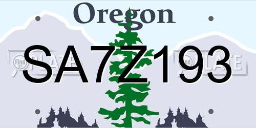 SA7Z193 Oregon License Plate