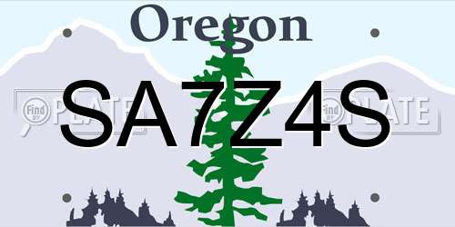 SA7Z4S Oregon License Plate