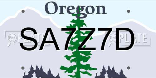 SA7Z7D Oregon License Plate