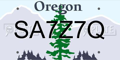 SA7Z7Q Oregon License Plate