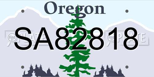 SA82818 Oregon License Plate