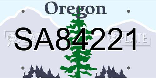 SA84221 Oregon License Plate