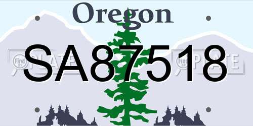 SA87518 Oregon License Plate