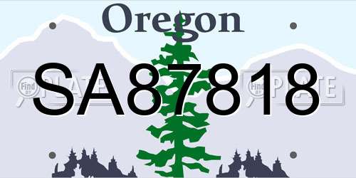 SA87818 Oregon License Plate