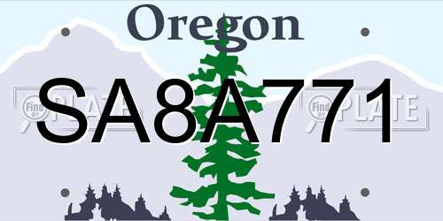 SA8A771 Oregon License Plate
