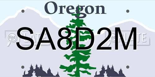 SA8D2M Oregon License Plate