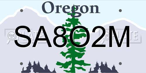 SA8O2M Oregon License Plate