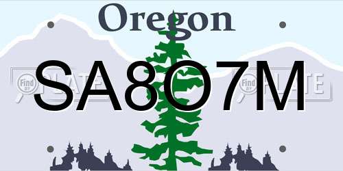 SA8O7M Oregon License Plate
