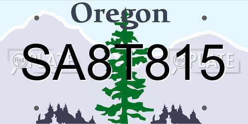 SA8T815 Oregon License Plate