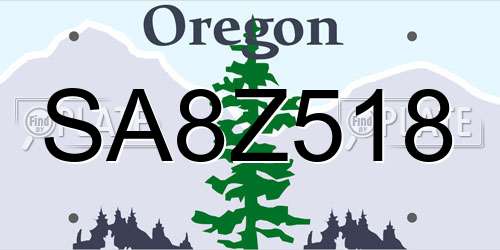 SA8Z518 Oregon License Plate