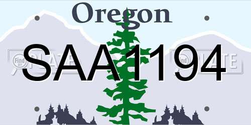 SAA1194 Oregon License Plate