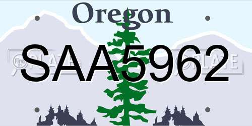 SAA5962 Oregon License Plate