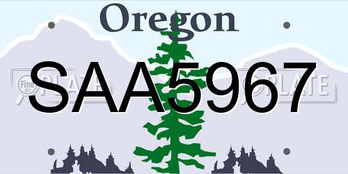 SAA5967 Oregon License Plate