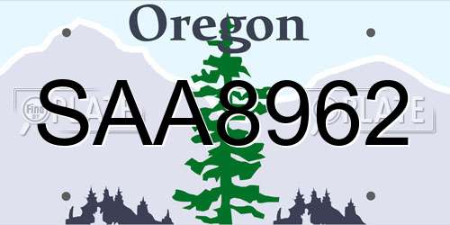 SAA8962 Oregon License Plate