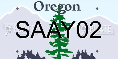 SAAY02 Oregon License Plate