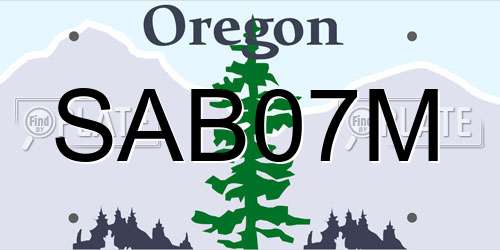 SAB07M Oregon License Plate