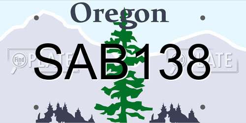 SAB138 Oregon License Plate