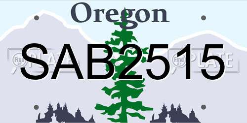 SAB2515 Oregon License Plate