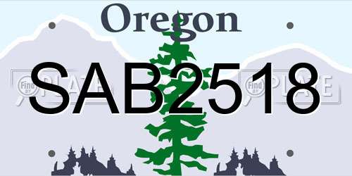 SAB2518 Oregon License Plate