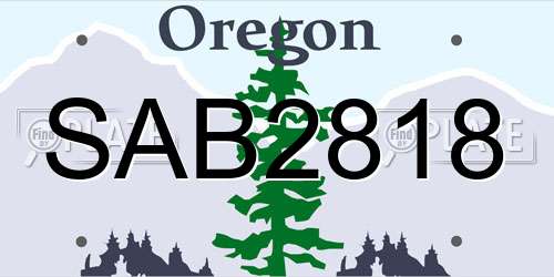 SAB2818 Oregon License Plate