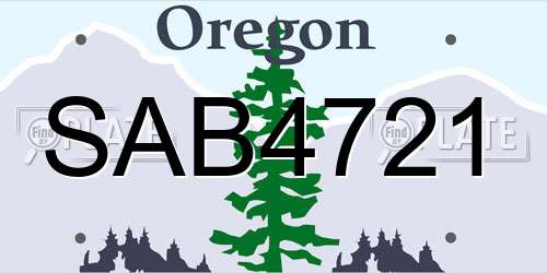 SAB4721 Oregon License Plate