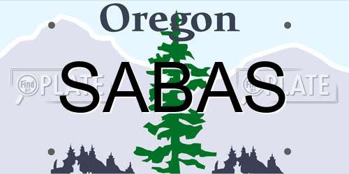 SABAS Oregon License Plate