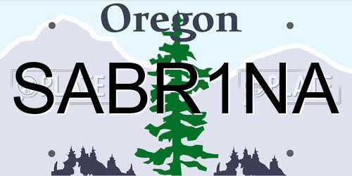 SABR1NA Oregon License Plate