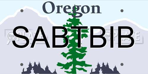 SABTBIB Oregon License Plate