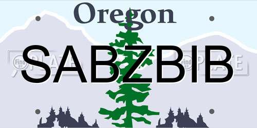 SABZBIB Oregon License Plate
