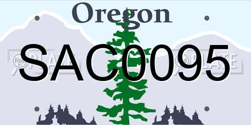 SAC0095 Oregon License Plate