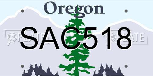 SAC518 Oregon License Plate