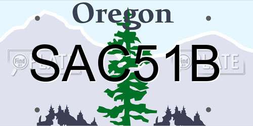 SAC51B Oregon License Plate