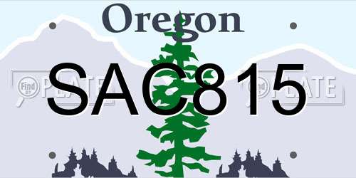 SAC815 Oregon License Plate