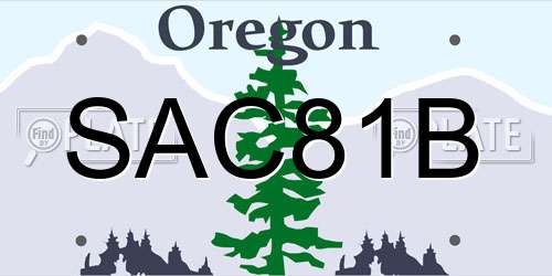 SAC81B Oregon License Plate