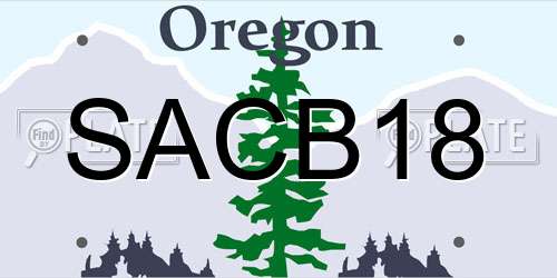 SACB18 Oregon License Plate