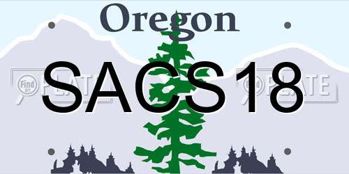 SACS18 Oregon License Plate