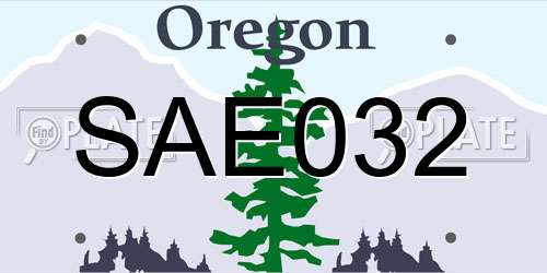 SAE032 Oregon License Plate