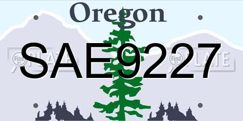 SAE9227 Oregon License Plate