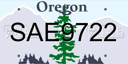 SAE9722 Oregon License Plate