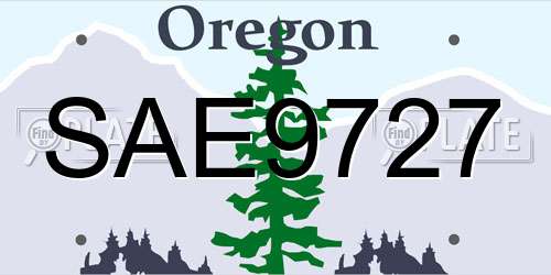SAE9727 Oregon License Plate