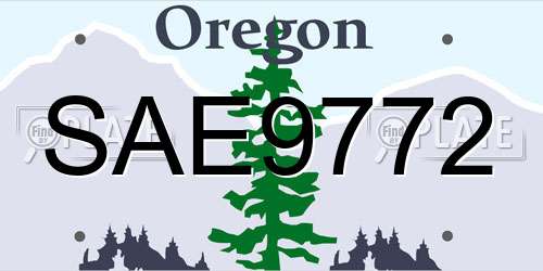 SAE9772 Oregon License Plate