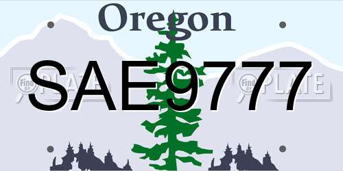 SAE9777 Oregon License Plate