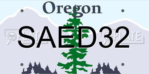 SAED32 Oregon License Plate