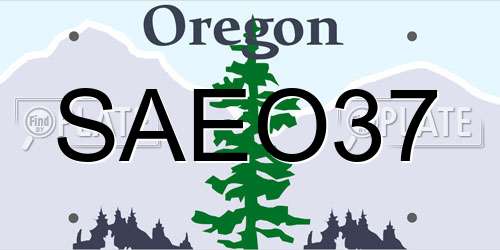 SAEO37 Oregon License Plate