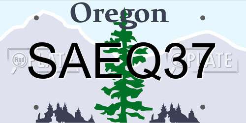 SAEQ37 Oregon License Plate
