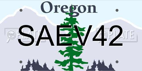SAEV42 Oregon License Plate