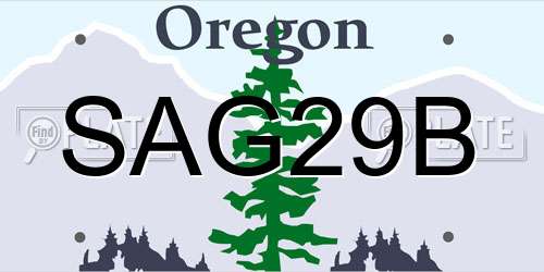 SAG29B Oregon License Plate