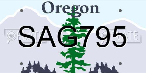 SAG795 Oregon License Plate