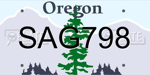 SAG798 Oregon License Plate