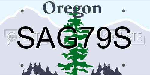 SAG79S Oregon License Plate
